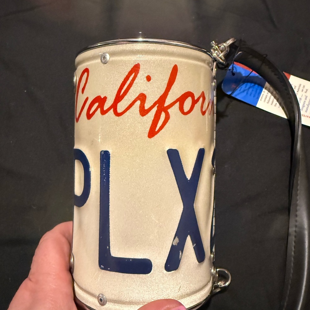 California License Plate Clutch Bag - Cream and Black